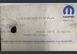 Kit Conector Filtro Aceite Mopar Jeep Cherokee