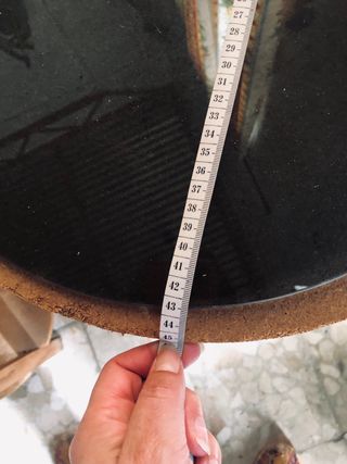 Mesa auxiliar redonda madera y cristal