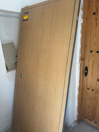 Puerta antiocupación acero color madera