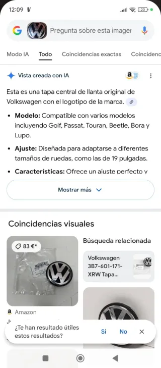 Tapa llanta Volkswagen Golf V