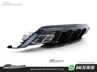 DIFUSOR TRASERO NEGRO BRILLO CON COLAS CROMADAS PARA MERCEDES CLASE A W176