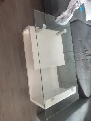 Mesa centro cristal brillo blanco