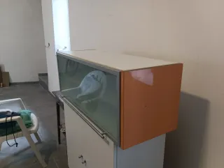 Mueble Platero Cocina Naranja y Blanco