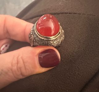 Anillo antiguo Cornalina Roja Plata