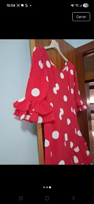 Vestido Flamenca Rojo Lunares Blancos