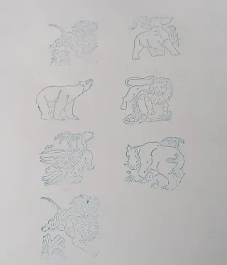 Timbri Animali Feroci Multiprint Vintage Anni 60