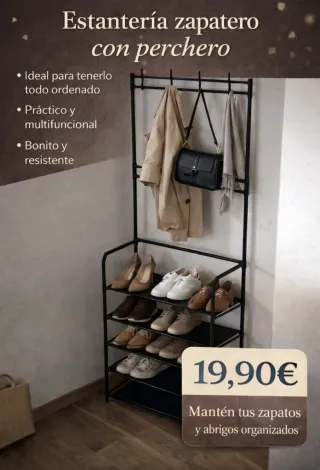 Estantería zapatero con perchero