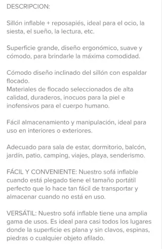 Sillón Inflable con Reposapiés