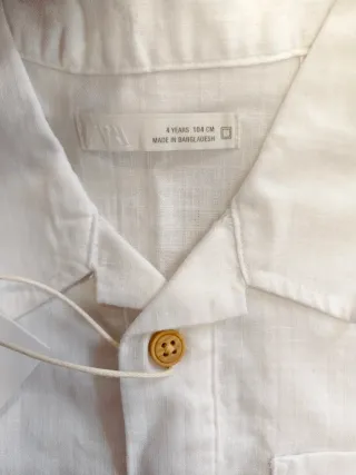 Camisa Zara blanca manga corta niño 4 años