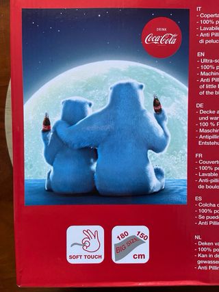 Coperta plaid big size orsetti Coca-Cola 150x180cm