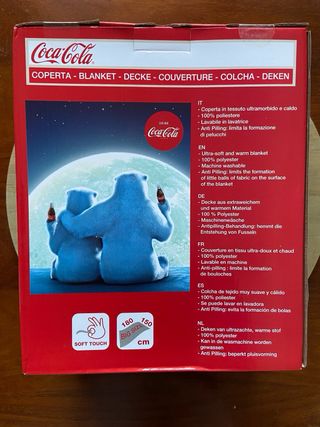 Coperta plaid big size orsetti Coca-Cola 150x180cm