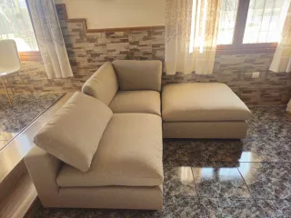 Sofá modular beige de tela