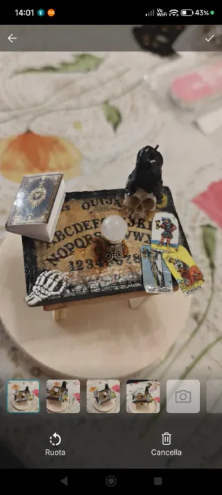 Miniatura Tavolino Strega Ouija Tarocchi Teschio