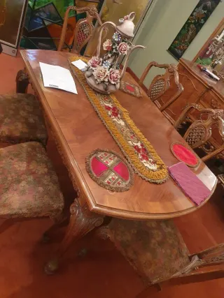 Mesa y 6 Sillas Vintage Madera