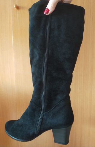 Botas de ante negras talla 37, gamuza natural