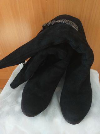 Botas de ante negras talla 37, gamuza natural