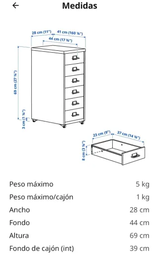 Cajonera metalica Helmer