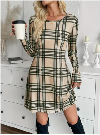 Vestido cuadros beige y negro Talla M