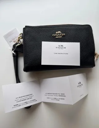 Monedero Coach Negro Piel