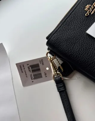 Monedero Coach Negro Piel