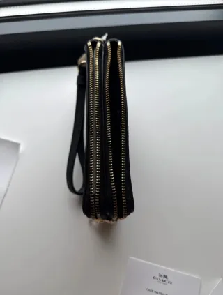 Monedero Coach Negro Piel