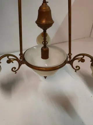 Lampadario 4 luci oro e trasparente