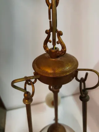 Lampadario 4 luci oro e trasparente