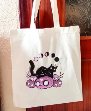 Bolso Tote Gato Calavera Luna