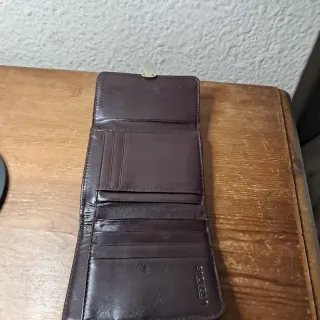 Cartera Uterqüe Piel Marrón y Beige