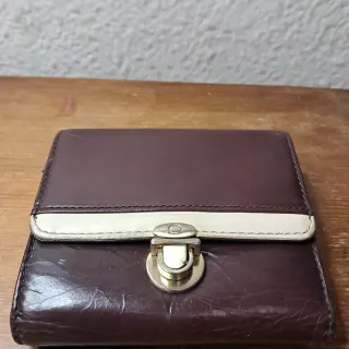 Cartera Uterqüe Piel Marrón y Beige