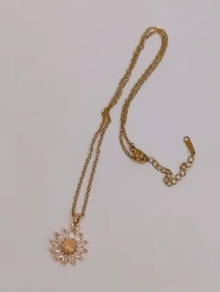 Collar Girasol Baño Oro  Circonitas.