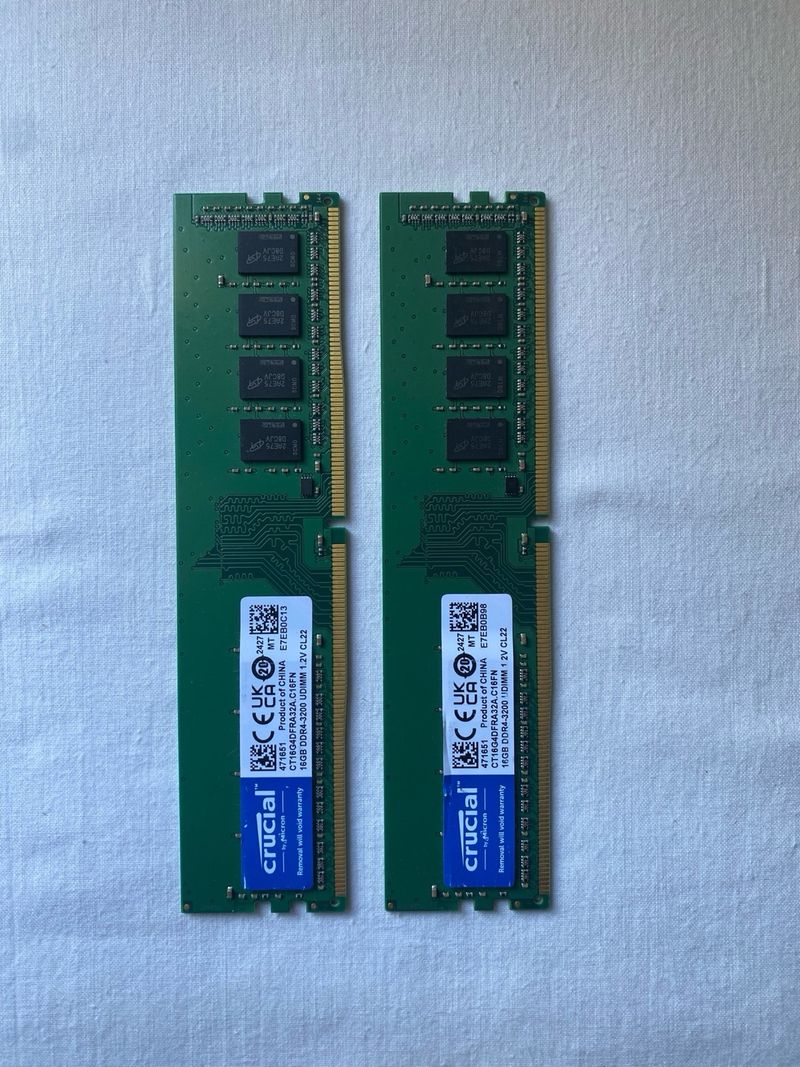 2x Crucial 16GB DDR4 3200MHz UDIMM NUEVOS afbeelding 4
