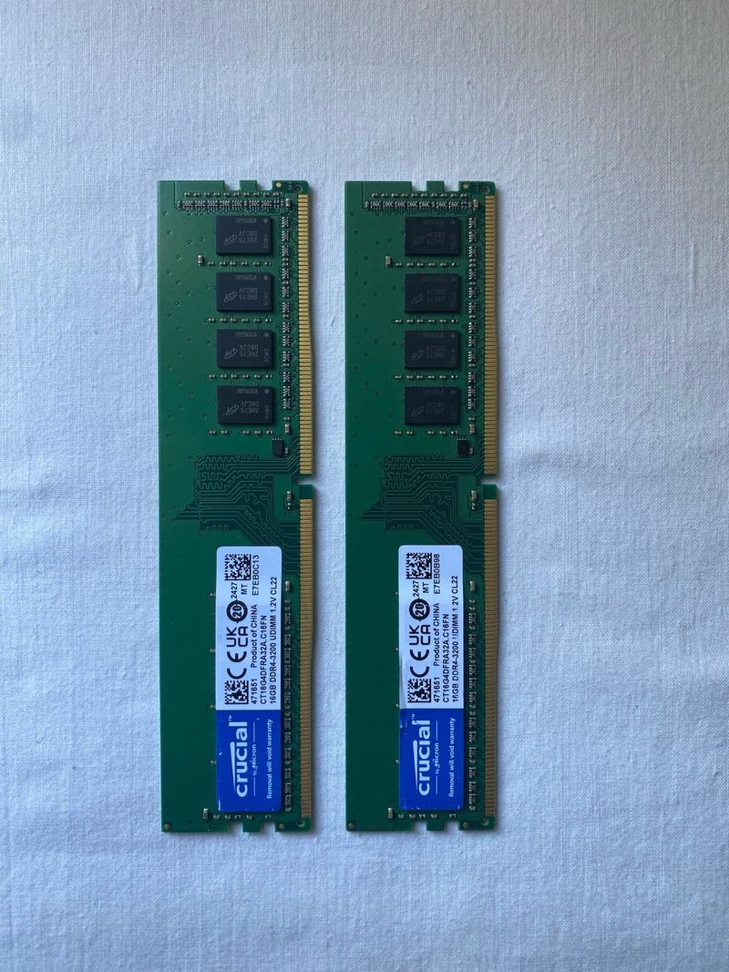 2x Crucial 16GB DDR4 3200MHz UDIMM NUEVOS afbeelding 3