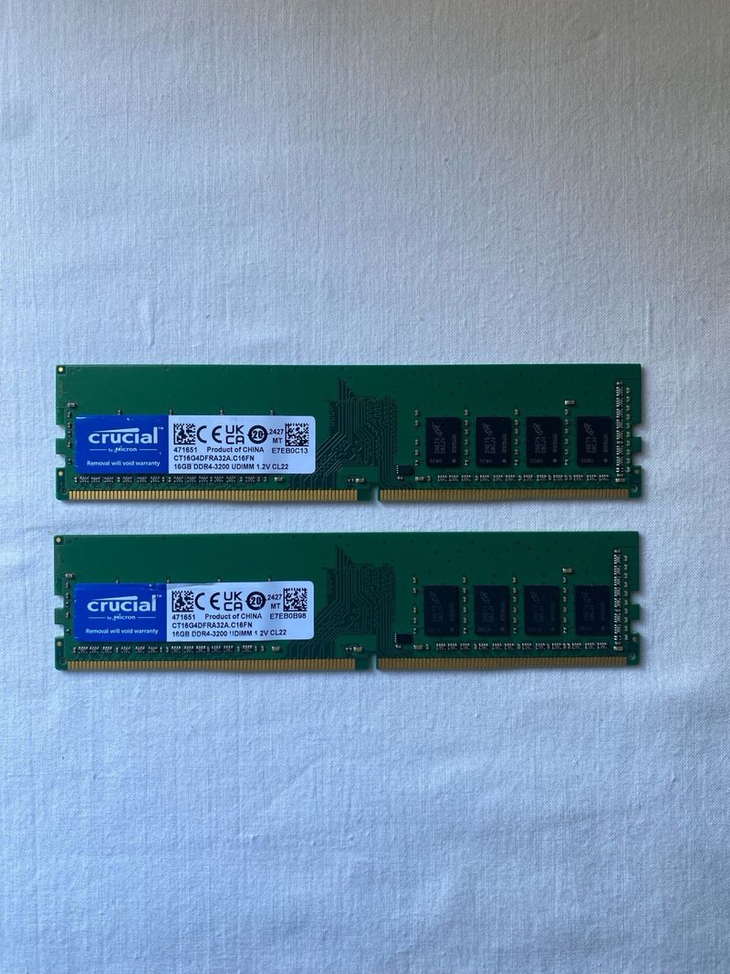 2x Crucial 16GB DDR4 3200MHz UDIMM NUEVOS afbeelding 2