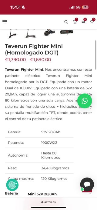 Patinete Teverun Fighter Mini DGT