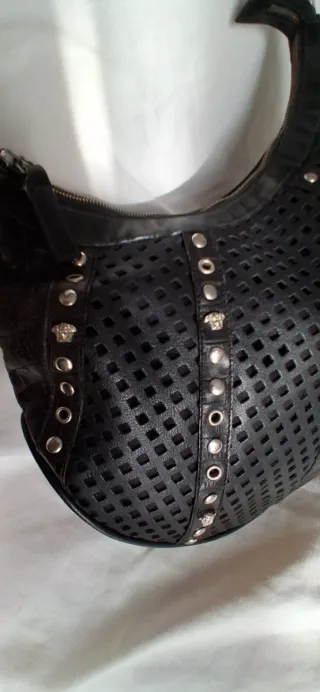 Borsa Gianni Versace pelle nera borchie