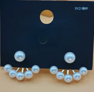 Pendientes Aro Perlas y Circonitas Dorados