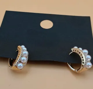 Pendientes Aro Perlas y Circonitas Dorados