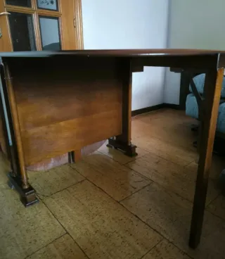 Mesa plegable abatible madera oscura 2 hojas