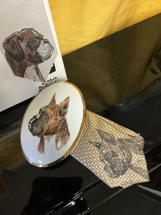 Set Ceramica Stoffa Dipinta Mano Boxer Cane