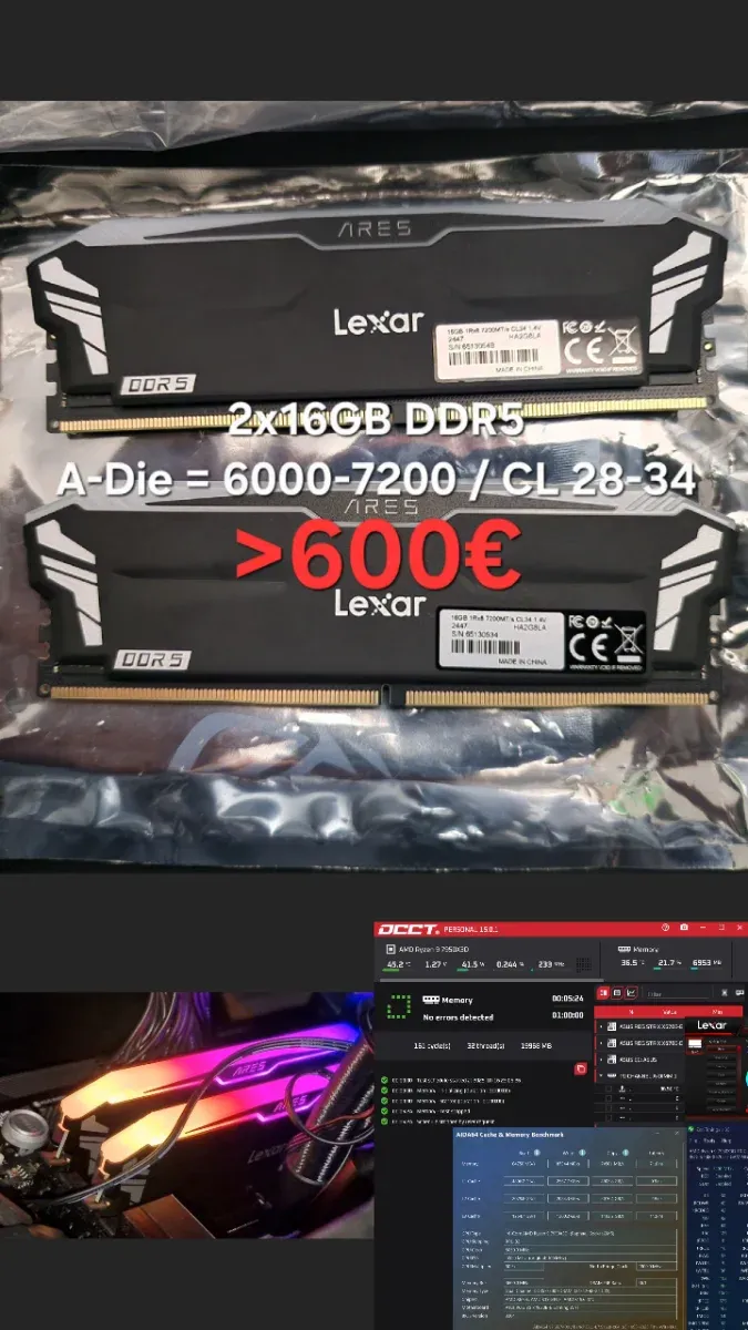 A-Die 2x16GB DDR5 6000-7200 CL28-34 AMD/Intel 32GB