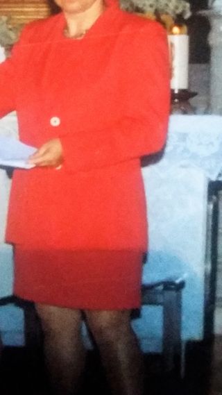 traje de vestido y chaqueta