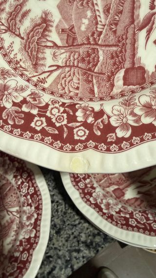 Vajilla San Claudio Porcelana bridge rosa / rojo