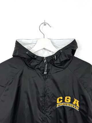 Cortavientos Pullover USA Retro Oversize Negro Y2K