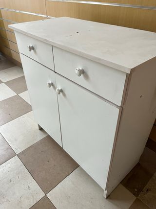 Mueble blanco 2 cajones y 2 puertas