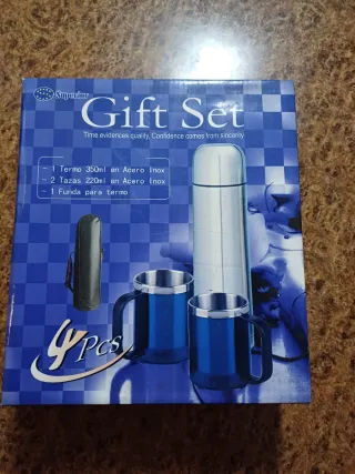 Set Regalo Termo, Tazas y Funda Acero Inox