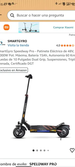 Patinete Eléctrico SMARTGYRO Speedway Pro