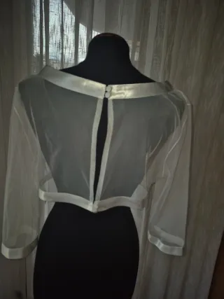 Bolero Novia Tul y Raso Blanco