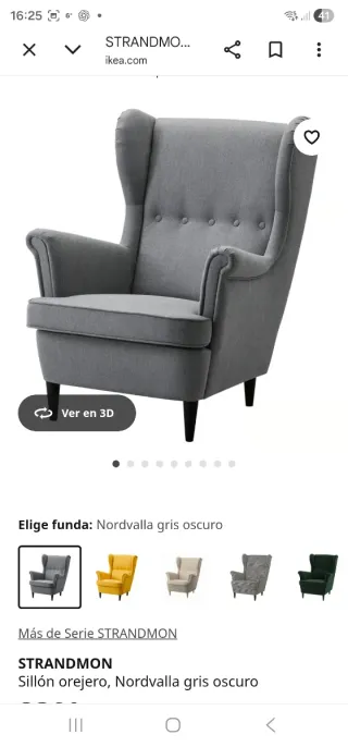 Sillón orejero gris oscuro Ikea
