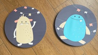 2 Cuadros Infantiles Madera Monstruos